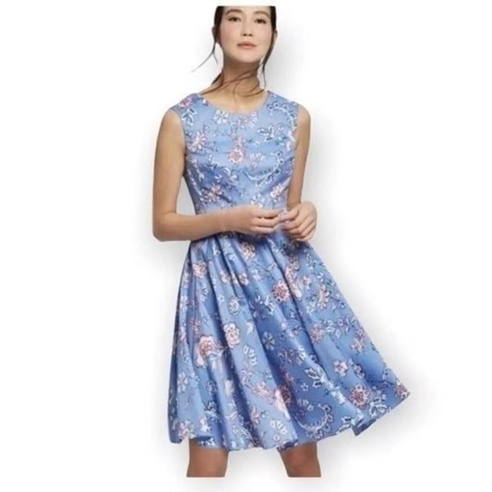 Joules Floral Blue Sleeveless Dress US Size 6